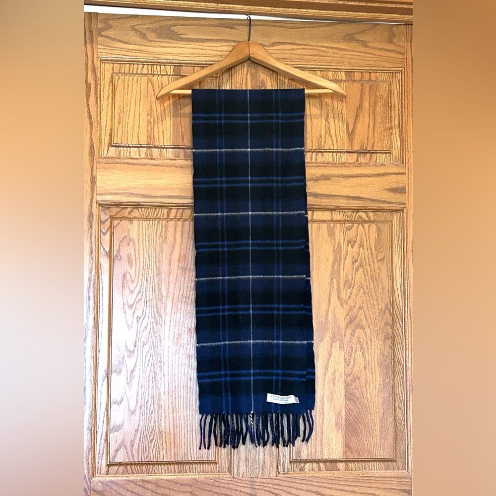 Beautiful Black Royal and White Lochcarron Cashmere Scarff, Made in Scotland